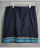 Talbots Skirt Womens Sz 12 Blue Cotton Stretch Sequin Beaded Embellished... - $68.45 CAD