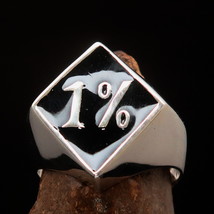 Perfect Men&#39;s Outlaw Biker Ring Diamond shaped black 1% Symbol - Sterling Silver - $54.00