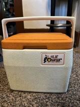 VINTAGE Lil Oscar Cooler Ice Chest Lunch Box 5272 By Coleman Orange 1980&#39;s - £15.76 GBP