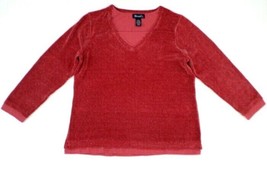 Denim &amp; Co Women&#39;s Pullover Sweater 1X Faux Layered Chenille Acrylic-Ray... - £10.56 GBP