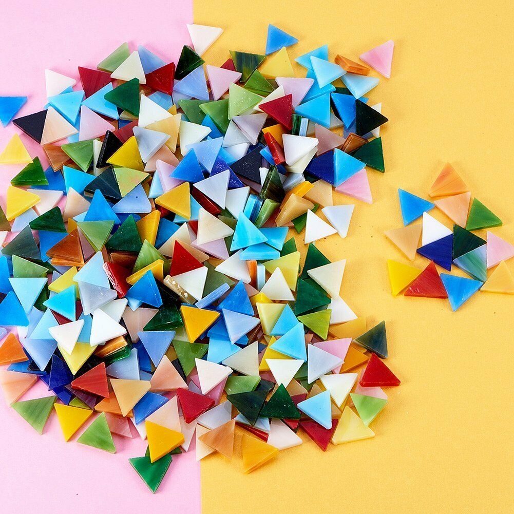 10 Glass Mosaic Tile Cabochons Assorted Lot Flat Backs Jewelry Supplies Triangle