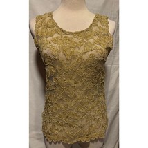 Lew Magram Vintage Gold Stretch Lace Top Cami Scallop Bottom  - $25.00