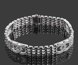 Homme 1.30 Carat Fer à Cheval Chance Diamant 20.3cm Bracelet 14k Blanc Uni Or 34 - £3,499.11 GBP
