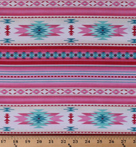 Southwestern Stripes Aztec Girls Pink Cotton Fabric Print by Yard D366.28 - $13.95