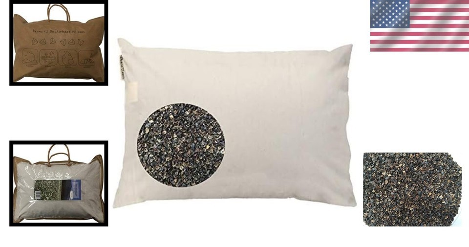 Cooling Organic Buckwheat Pillow - 14”x20” Natural Cotton, Extra Firm Item image 2