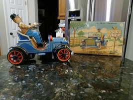 Vtg Yonezawa Tin Mystery Action Old Timer Car W/ Driver Doesn&#39;t Work Partial Box - £185.74 GBP