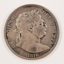 1816 Großbritannien Silber 1/2 Krone IN Sehr Fein VF Zustand Km #667 - $123.25