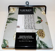 NIP RALPH LAUREN PINECONE HOLLY CHRISTMAS HOLIDAY 70x72 COTTON SHOWER CU... - $37.45