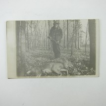 RPPC Photo Postcard Man Hunter Deer Charles E. Homan Hunting Ohio Antiqu... - £15.79 GBP