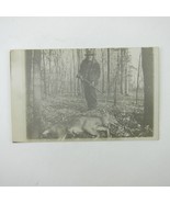 RPPC Photo Postcard Man Hunter Deer Charles E. Homan Hunting Ohio Antiqu... - £15.68 GBP