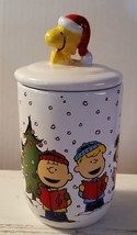NEW PEANUTS SNOOPY Christmas Vanity Jar Canister Cottonball Holder Bath ... - £23.69 GBP