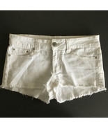 Womens&#39;s Forever 21 Mini Shorts Denim Stretch Frayed Hem Size 26 White - $25.13 CAD