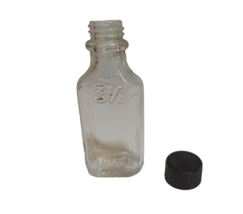 Owens Clear Glass Medicine Bottle Front Embossing 3&quot; Tall Vintage With Cap - £11.50 GBP