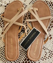 Charles Albert ~ Thong ~ Slip On ~ Strappy Sandals ~ TAN ~ Ladies&#39; XL (1... - £11.75 GBP