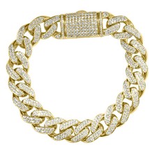 10.00 Ct Miami Cuban Link Diamond Bracelet 14k Yellow Gold 89 gr 8.75&#39;&#39; - £10,835.55 GBP