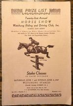 WATCHUNG STABLES (NJ) 21st Annual HORSE SHOW 20-page Prize List June 7-8... - $14.84