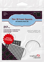 Scrapbook Adhesives Thin 3D Adhesive Foam Squares 217/Pkg-Black (63) .43... - £11.52 GBP