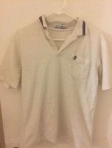 Preowned Penguin Club Men&#39;s Striped Medium White Polo - £7.57 GBP