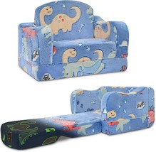 Thick Comfy Toddler Chair And Couch For Kids,2-In-1 Soft Plush Fold Out ... - $59.99