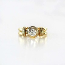 1CT Round Cut VVS1 Diamond Bezel Engagement Wedding Ring 14k Yellow Gold Over  - £65.97 GBP