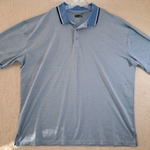 PGA Tour Mens 3XL Blue Striped Short Sleeve Polo Shirt Quick Dry - £9.88 GBP