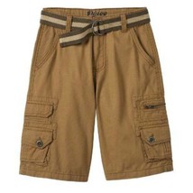 Boys Cargo Shorts Plugg Trekker Khaki Micro Rip Adjustable Waist Belted ... - £12.23 GBP