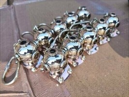Lot Of 10 Solid Brass Nickle Key Ring Scuba Diving Mini Divers Helmet Key Chain - £35.99 GBP