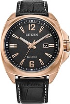 Citizen Eco-Drive Men&#39;s Dial Black Leather Strap Watch AW1723-02E - £231.24 GBP