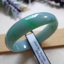 Chinese Certified Natural A Green Jade Bangle Bracelet Oval Shape 54*48.6mm - £559.09 GBP