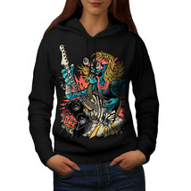 Wellcoda Rock Band Guitar Music Womens Hoodie, Mad Casual Hooded Sweatshirt - £30.28 GBP