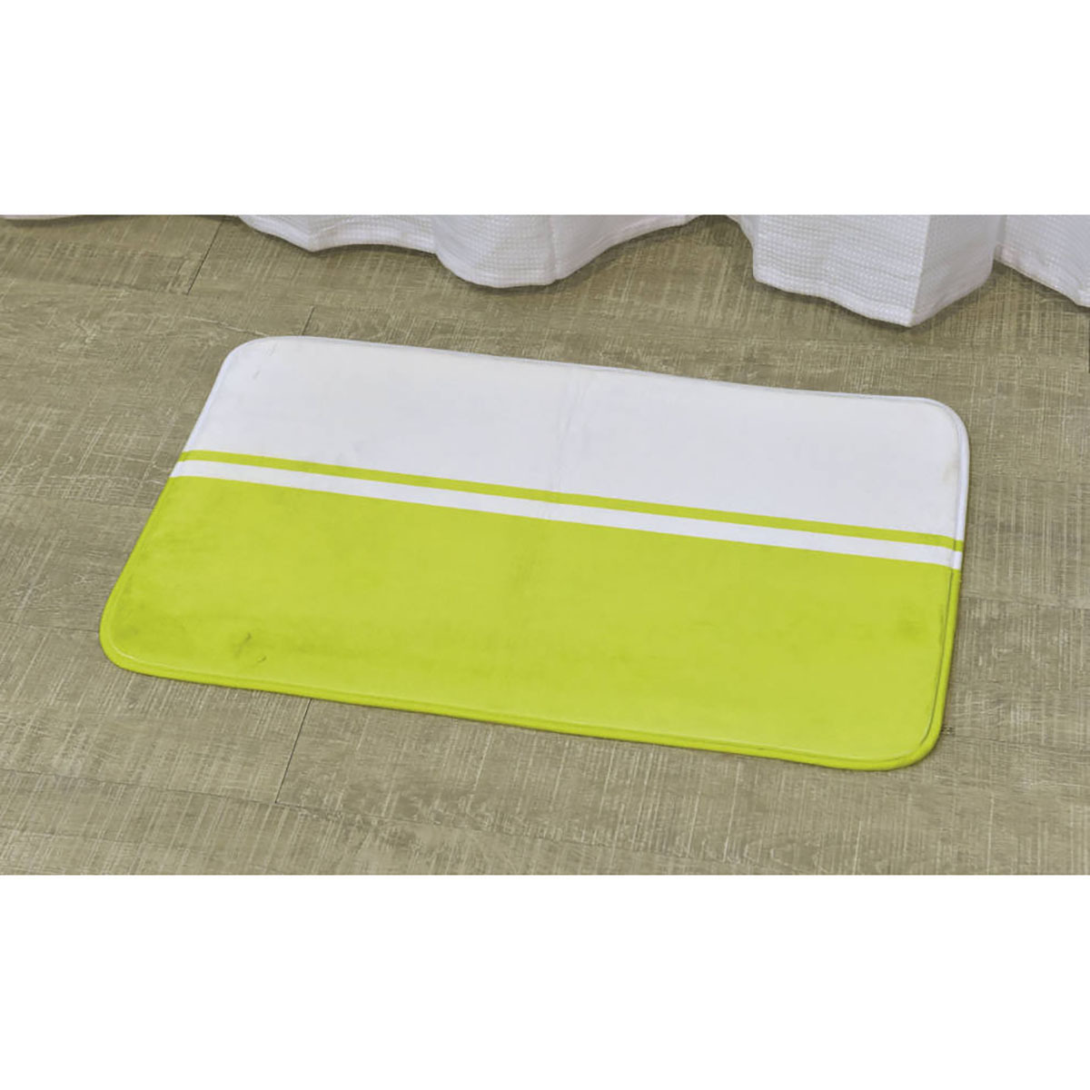 Lime Green Bath Mat Bi-Color Microfiber for Bathroom - 30" L x 18" W - Soft and