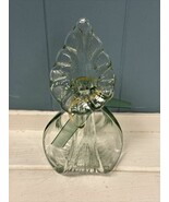 Handblown Iris Calla Lilly Clear Green Glass 7” Votive Candleholder - $376.79 MXN