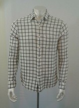 Abercrombie and Fitch White Blue Plaid Long Sleeve Button Up Men&#39;s Shirt Sz L - $10.88