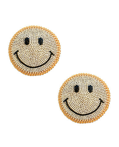 Primary image for Neva Nude Burlesque Smile Face Jewel Reusable Silicone Pasties - Gold O/s