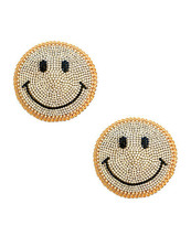 Neva Nude Burlesque Smile Face Jewel Reusable Silicone Pasties - Gold O/s - £19.91 GBP