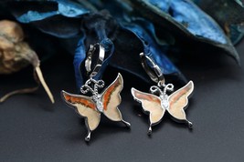 Navia Jewelry Butterfly Wings Delias anjae Silver Earrings NE-15F - £78.75 GBP