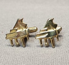 Vintage Gold-tone Grand Piano Cufflinks .75&quot; Pianist, Player, Music, Musician - £12.73 GBP
