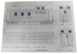 Denver &amp; Rio Grande Western Caboose 0540 Blueprint PRINT COPY 11&quot; x 8&quot; - $451.83 MXN