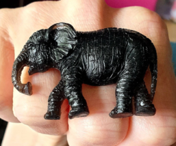 Unique Black Elephant Ring Handmade Statement Big Adjustable Gift Boxed Cool! - £9.50 GBP