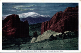 Gateway Garden of Gods by Moonlight Colorado Springs Colorado Postcard - £4.12 GBP