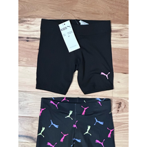 Puma Workout Pants &amp; Shorts 2 Piece Toddler Girls 4T Black Pull On Logo New - £18.43 GBP