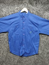 Vintage Bugle Boy Shirt Adult XL Blue Short Sleeve Double Pocket 90s Y2K - £20.76 GBP