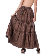 Zenana Maxi Skirt Brown Mineral Wash Tiered Boho Drawstring Waist Womens... - $399.14 MXN