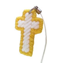 Yellow White Christian Cross Charm Set of 2 - $12.50