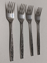 Imperial International Stainless Davos Scrolls MCM Lot of 4 Salad Fork 6 3/8&quot; - £11.74 GBP