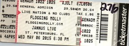 Flogging Molly Ticket Stub Maggio 6 2015 St.Petersburg Florida - £25.43 GBP