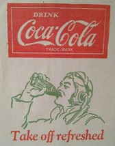 Coca-Cola Soda Bottle Dry Server Bag Flight Pilot Take Off Vintage NOS 1932 - £12.31 GBP