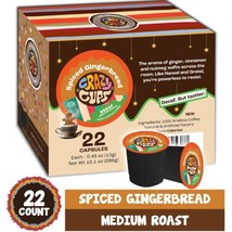 Crazy Cups Decaf Medium Roast Spiced Gingerbread Flavored Coffee Pods 22... - £16.64 GBP