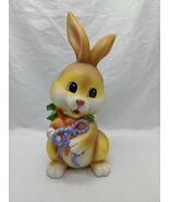 Vintage Ceramic Yellow Easter Bunny Holding Carrots 11&quot; - $34.55 CAD