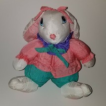 VTG Bunny Rabbit Plush 7&quot; Toy Easter Nylon Pink Green Trendmasters 1992 ... - £21.99 GBP